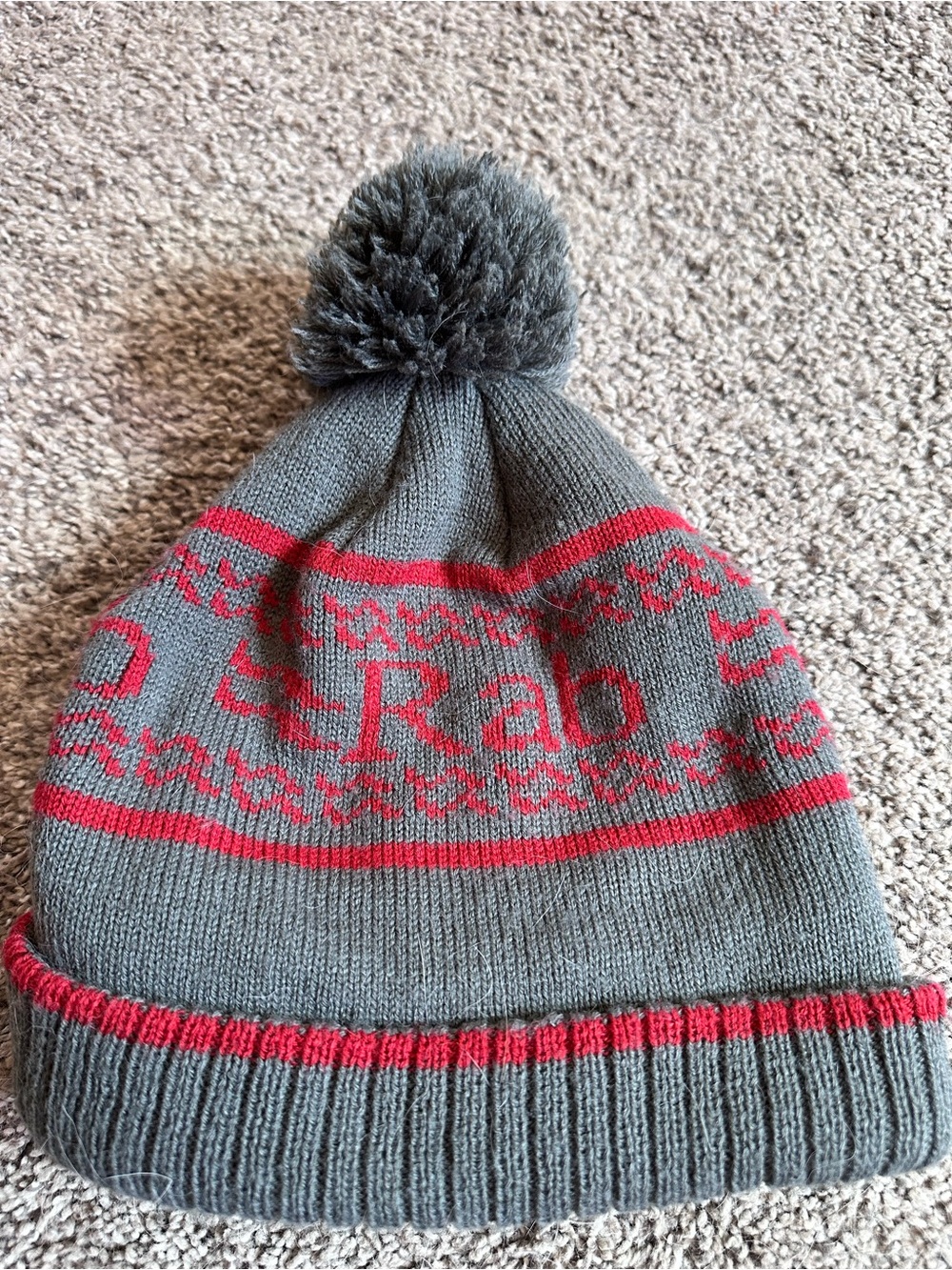Rab Pom Pom Beanie - Gray with Red Accent